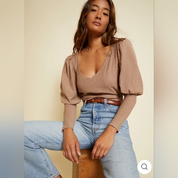 Nation LTD Tops - Nation LTD Emilia Drama Sleeve V Neck Shirt